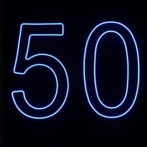 50 neon sign hire Brisbane