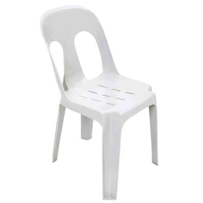 White plastic party chair hire Brisbane