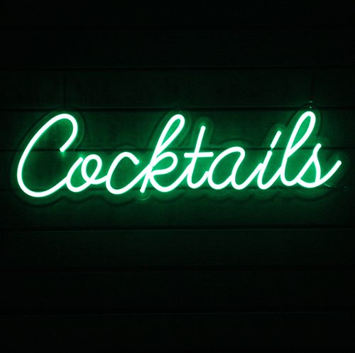Cocktails neon sign hire Brisbane