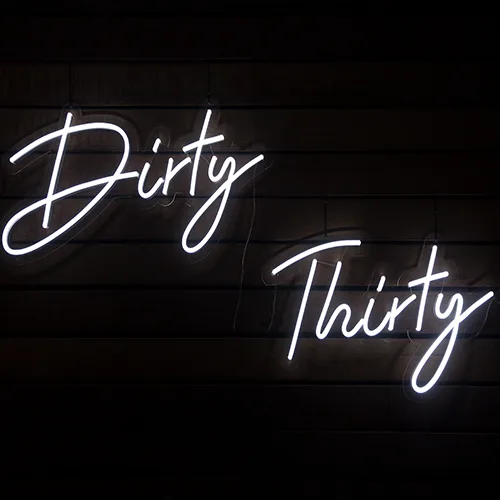 Dirty Thirty neon sign hire Brisbane