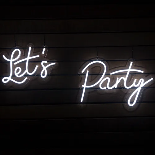 Lets Party neon sign hire Brisbane