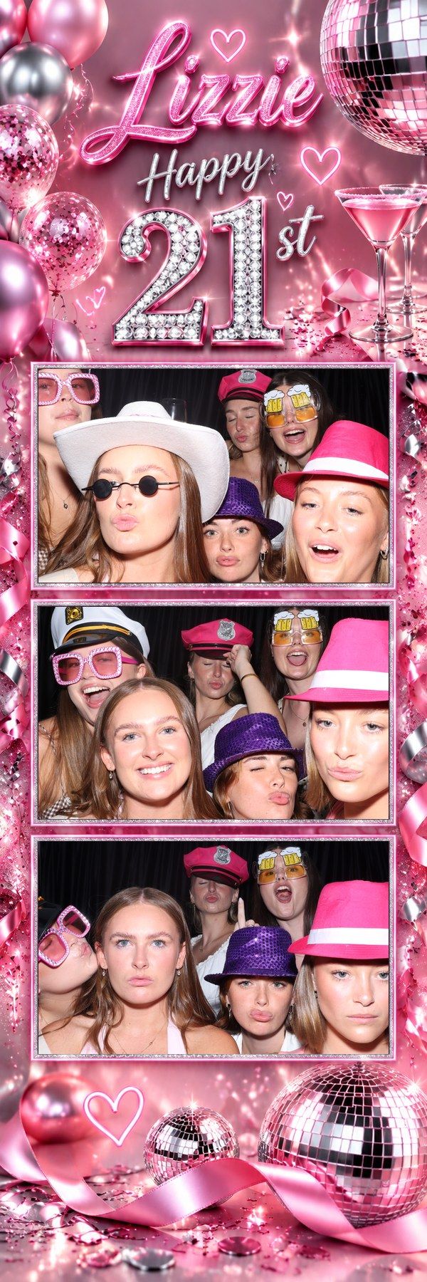 Lizzie's 21st Custom photo booth print template for Lizzie's 21st