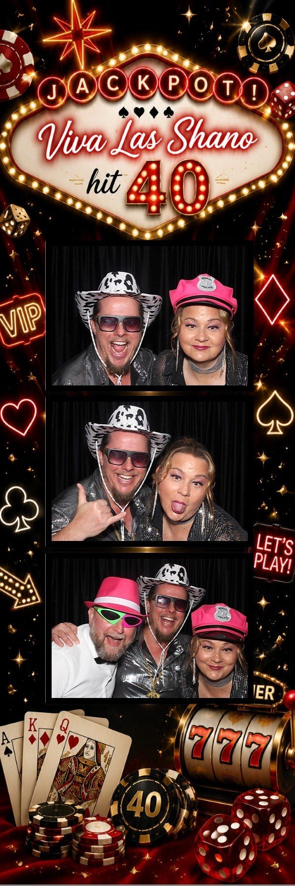 Shano's 40th - Viva Las Shano Custom photo booth print template for Shano's 40th - Viva Las Shano